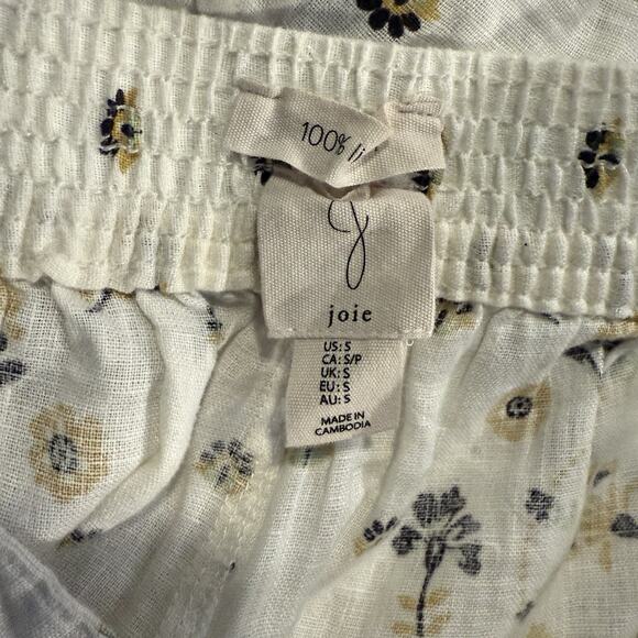Joie Pants Wide Leg Linen Floral Pockets Bohemian Cropped Women’s Small - Picture 3 of 9